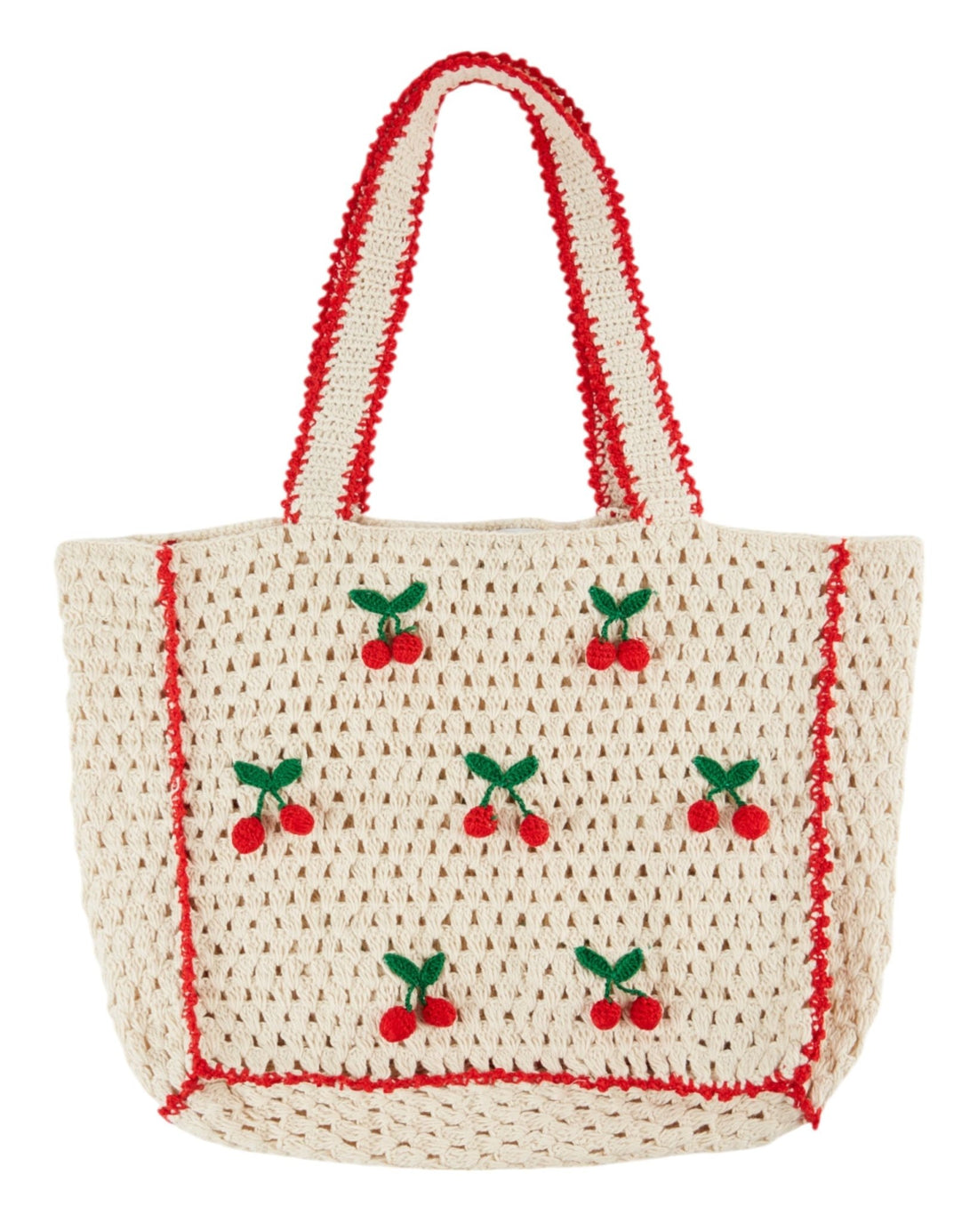 Emile et Ida Cherry Crochet Beach Tote – Cream &amp; Red Emile et ida