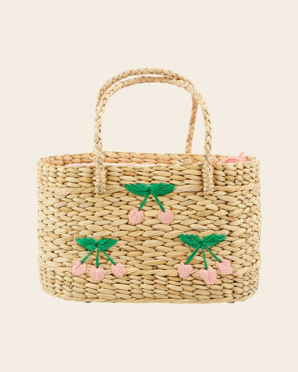Emile et Ida Cherry Wicker Basket – Pink Embroidery Emile et ida
