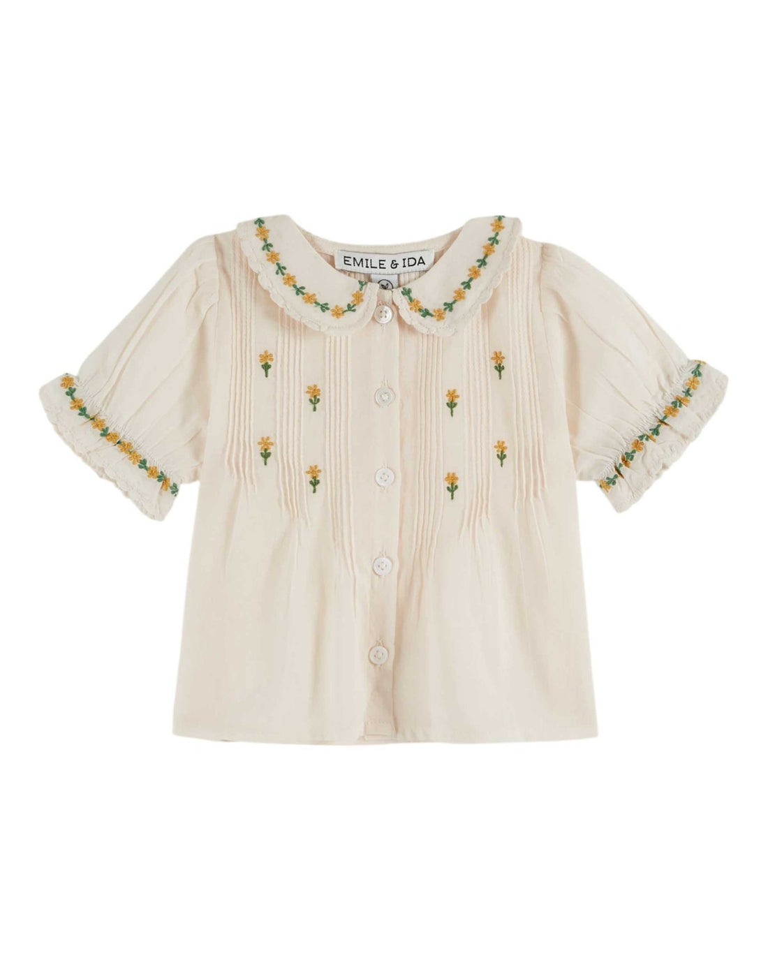 Emile et Ida Cream Embroidered Girls Blouse Emile et ida