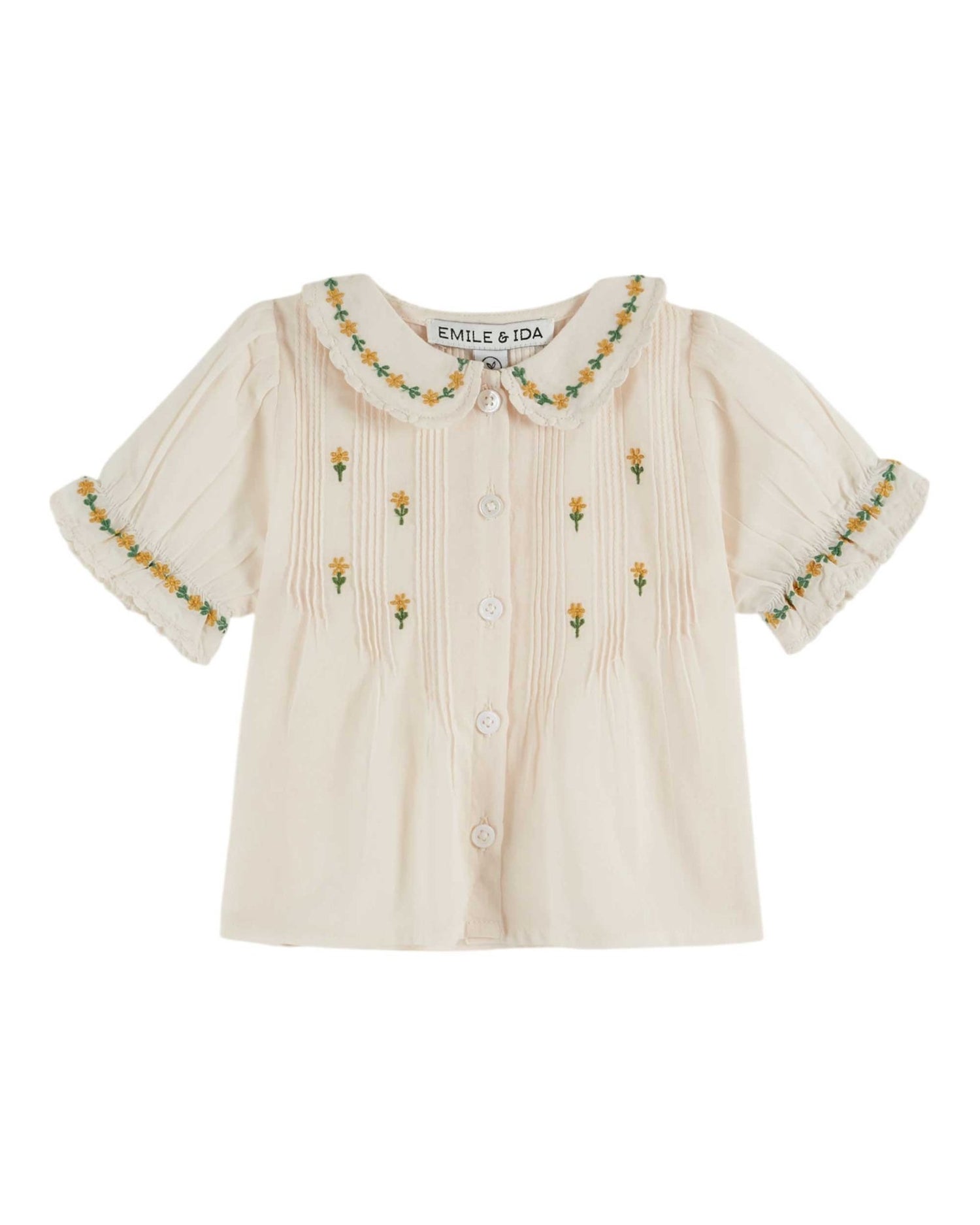Emile et Ida Cream Embroidered Girls Blouse Emile et ida