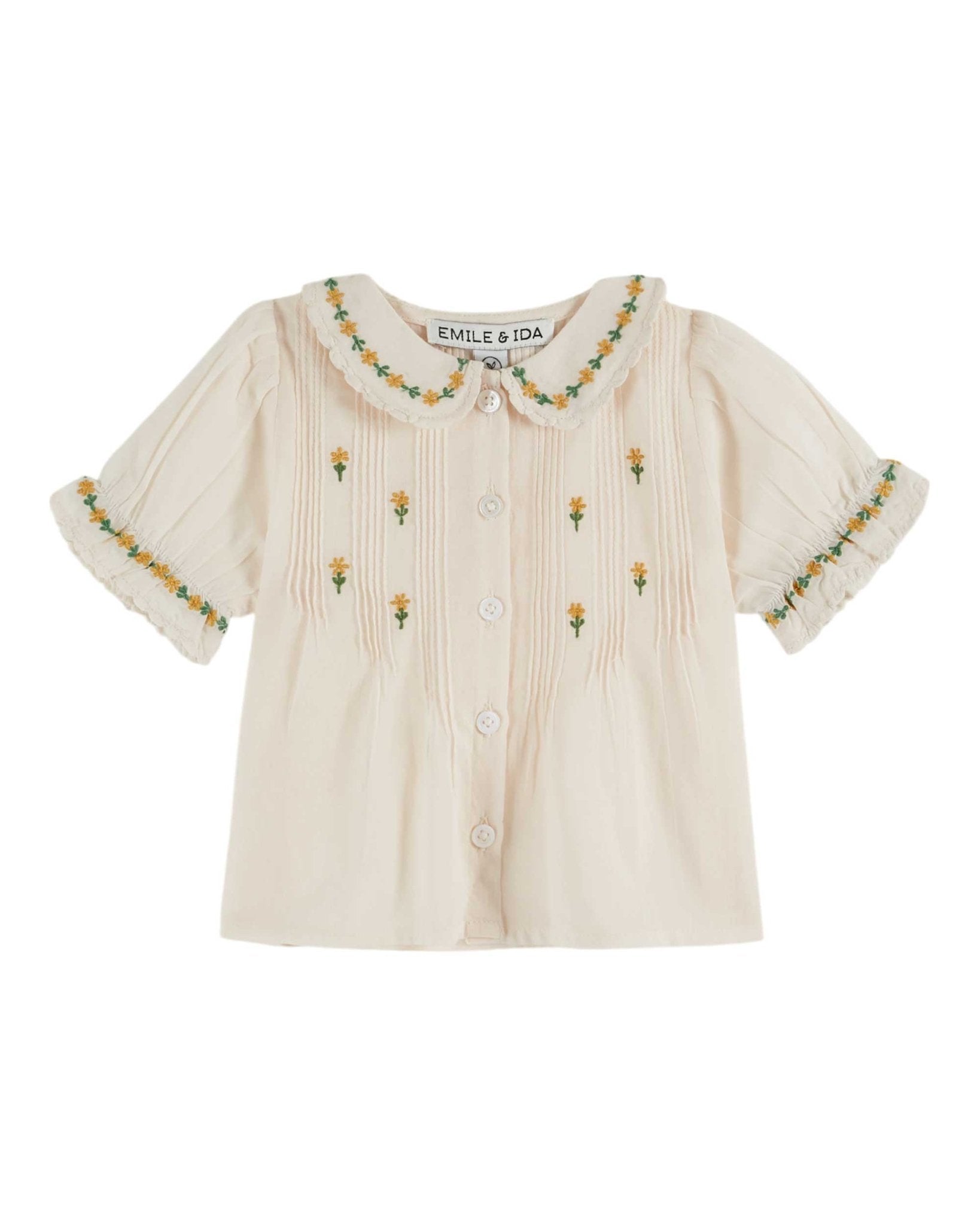 Emile et Ida Cream Embroidered Girls Blouse Emile et ida