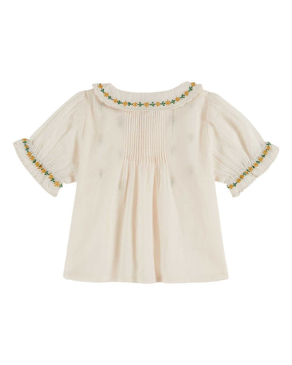 Emile et Ida Cream Embroidered Girls Blouse Emile et ida