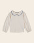 Emile et ida Cream organic cotton bow - neck T-shirt Emile et ida