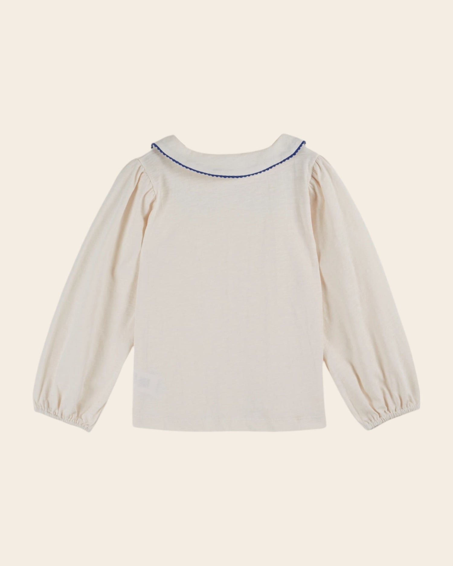 Emile et ida Cream organic cotton bow - neck T-shirt Emile et ida
