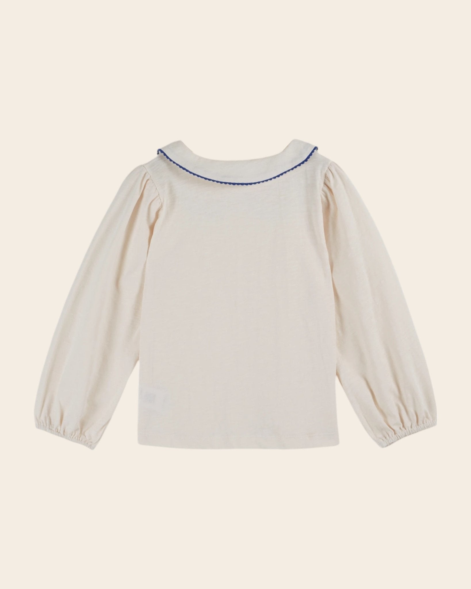 Emile et ida Cream organic cotton bow - neck T-shirt Emile et ida