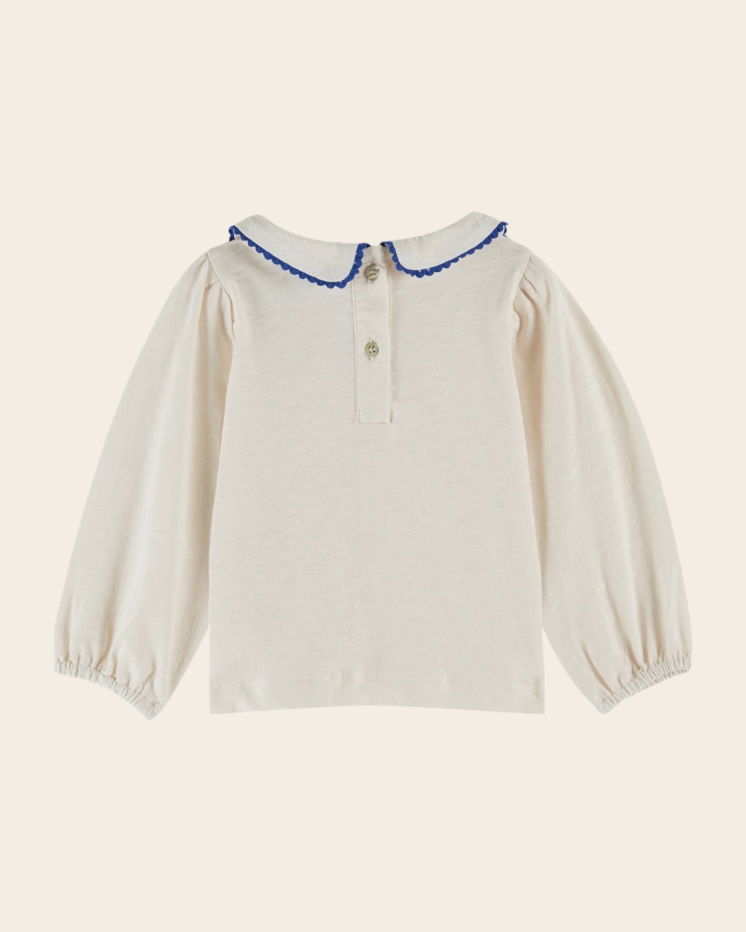 Emile et ida Cream organic cotton bow - neck T-shirt Emile et ida