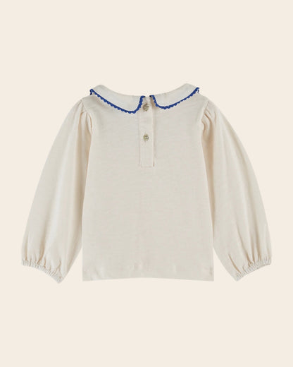 Emile et ida Cream organic cotton bow - neck T-shirt Emile et ida