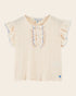 Emile et Ida Cream Pointelle Modal T-Shirt – Ruffle Sleeve Girls Top Emile et ida