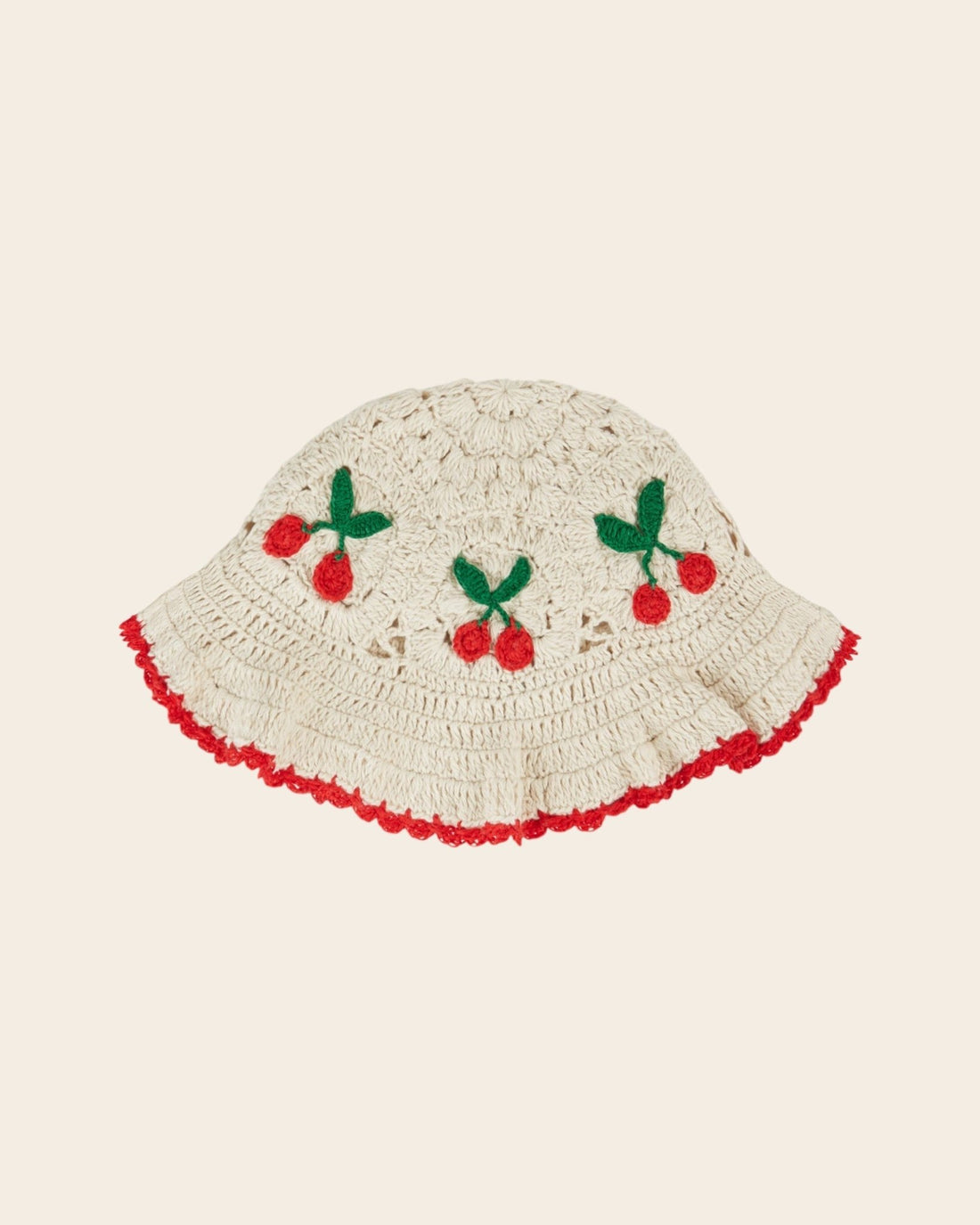 Emile et Ida Crochet Cherry Girls Sun Hat – Ecru Emile et ida