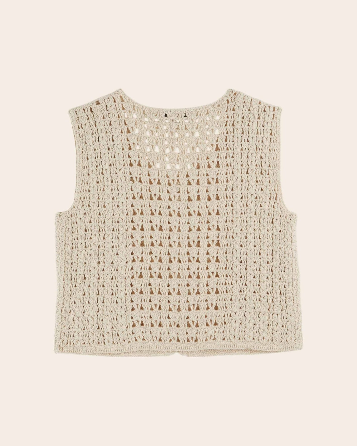 Emile et Ida Ecru Crochet Sleeveless Cardigan Emile et ida