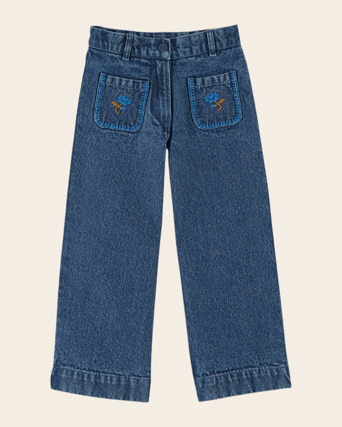 Emile et Ida Embroidered Denim Pants Emile et ida
