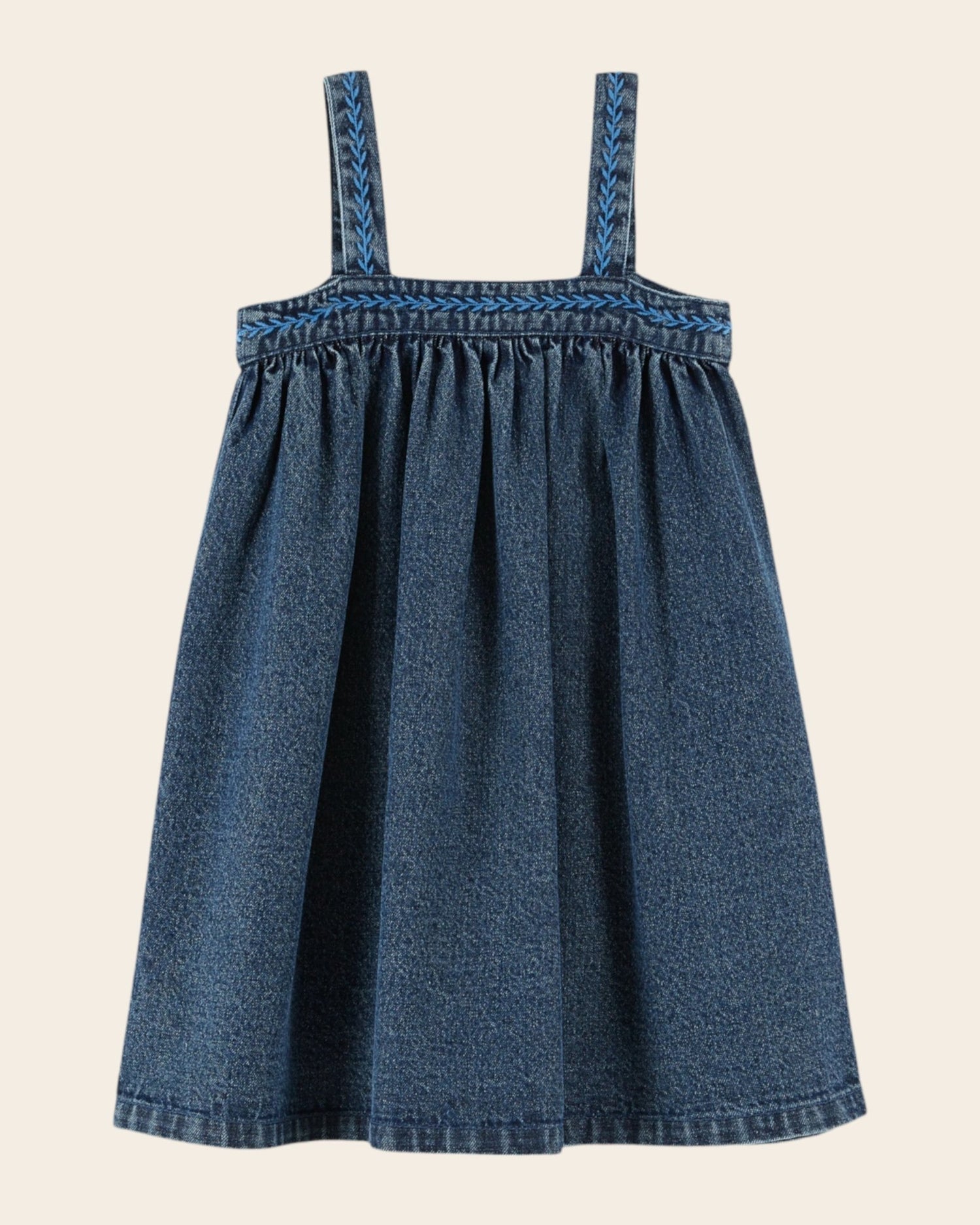 Emile et Ida Girls Denim Dress with Straps - A-Line Cotton Emile et Ida Girls Denim Dress with Straps - A-Line Cotton