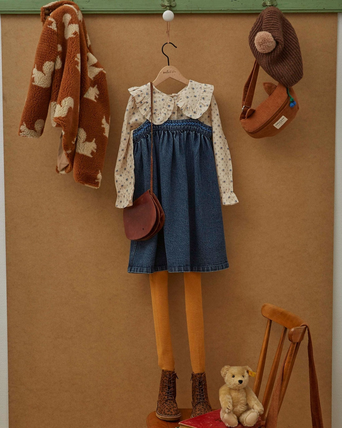 Emile et Ida Girls Denim Dress with Straps – A - Line Cotton Emile et ida