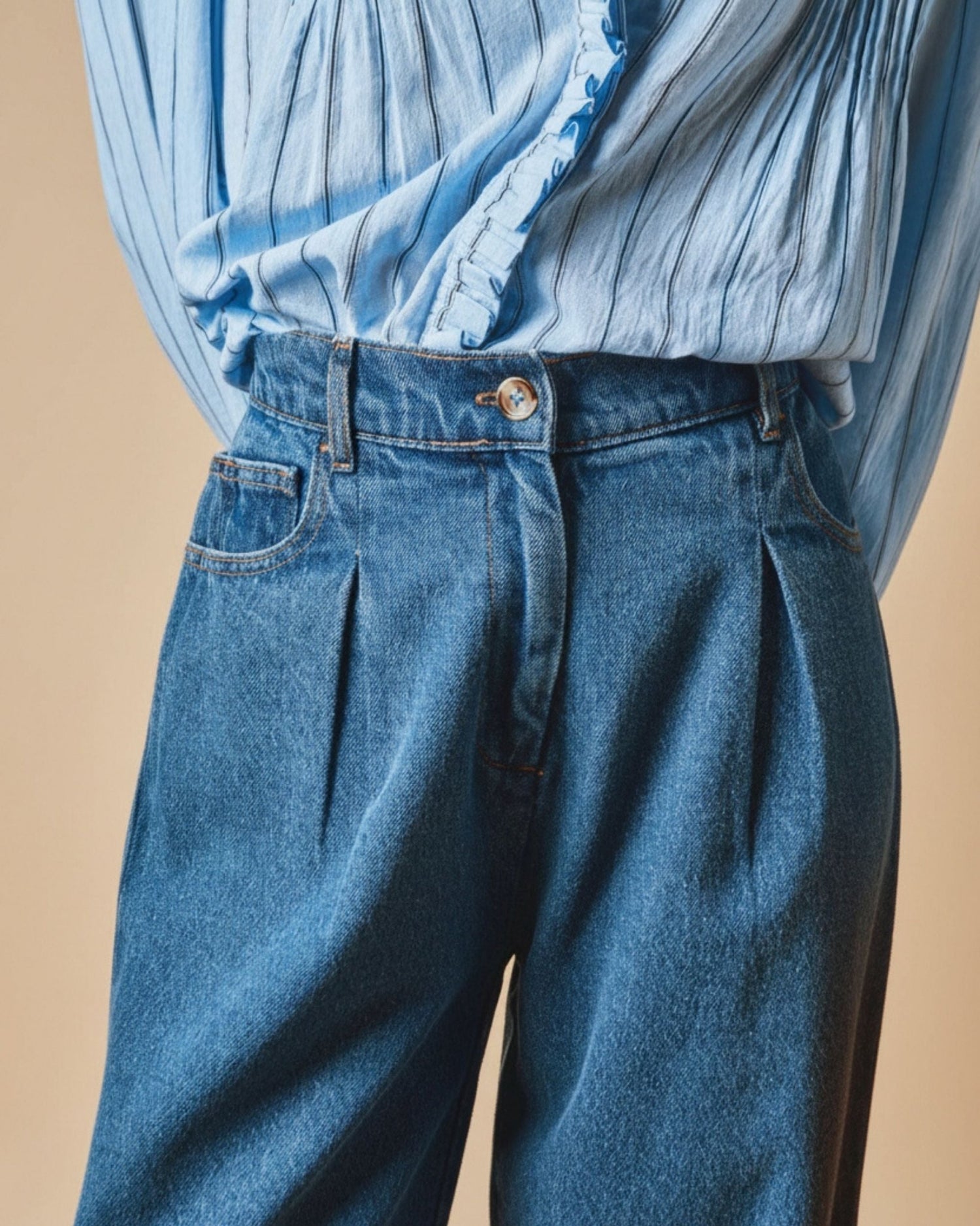 Emile et Ida Jean - Crop denim bleu Emile et Ida
