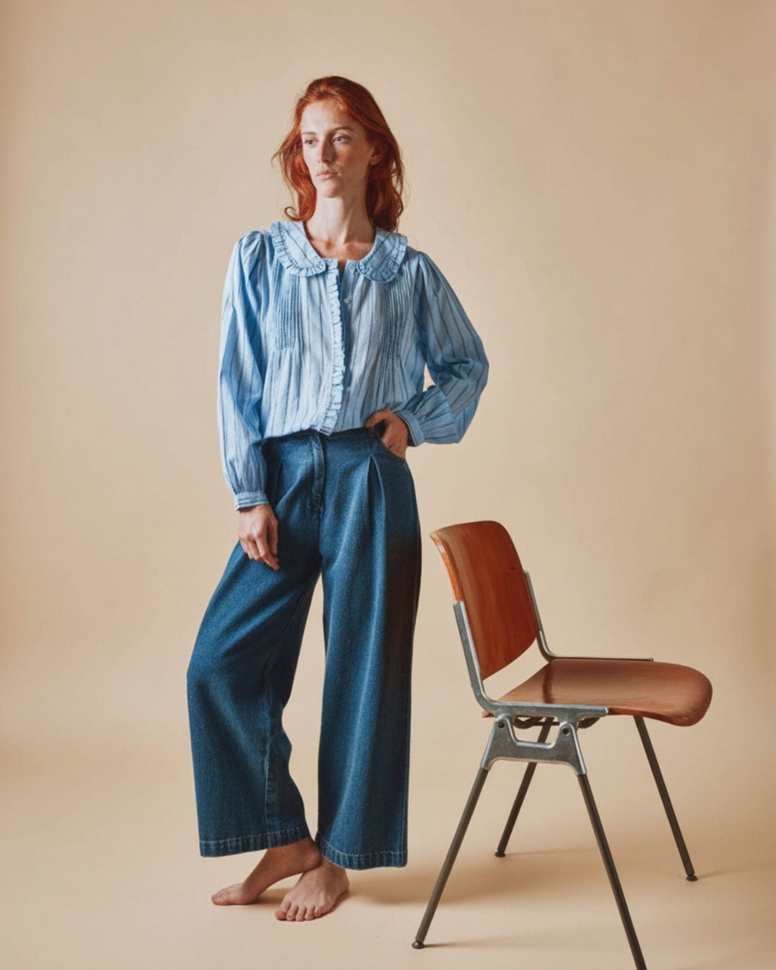 Emile et Ida Jean - Crop denim bleu Emile et Ida