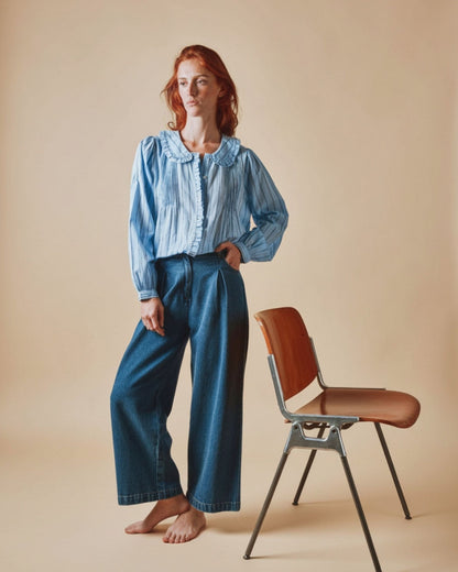 Emile et Ida Jean - Crop denim bleu Emile et Ida