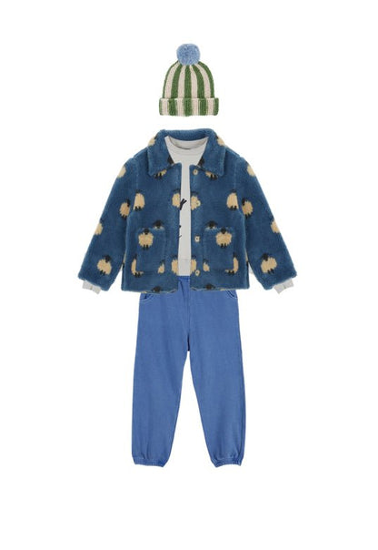 Emile et Ida Moutons Teddy Fleece Jacket - Blue Emile et Ida