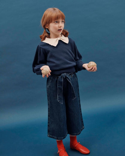 Emile et Ida Navy Pierrot Collar Sweater Emile et ida