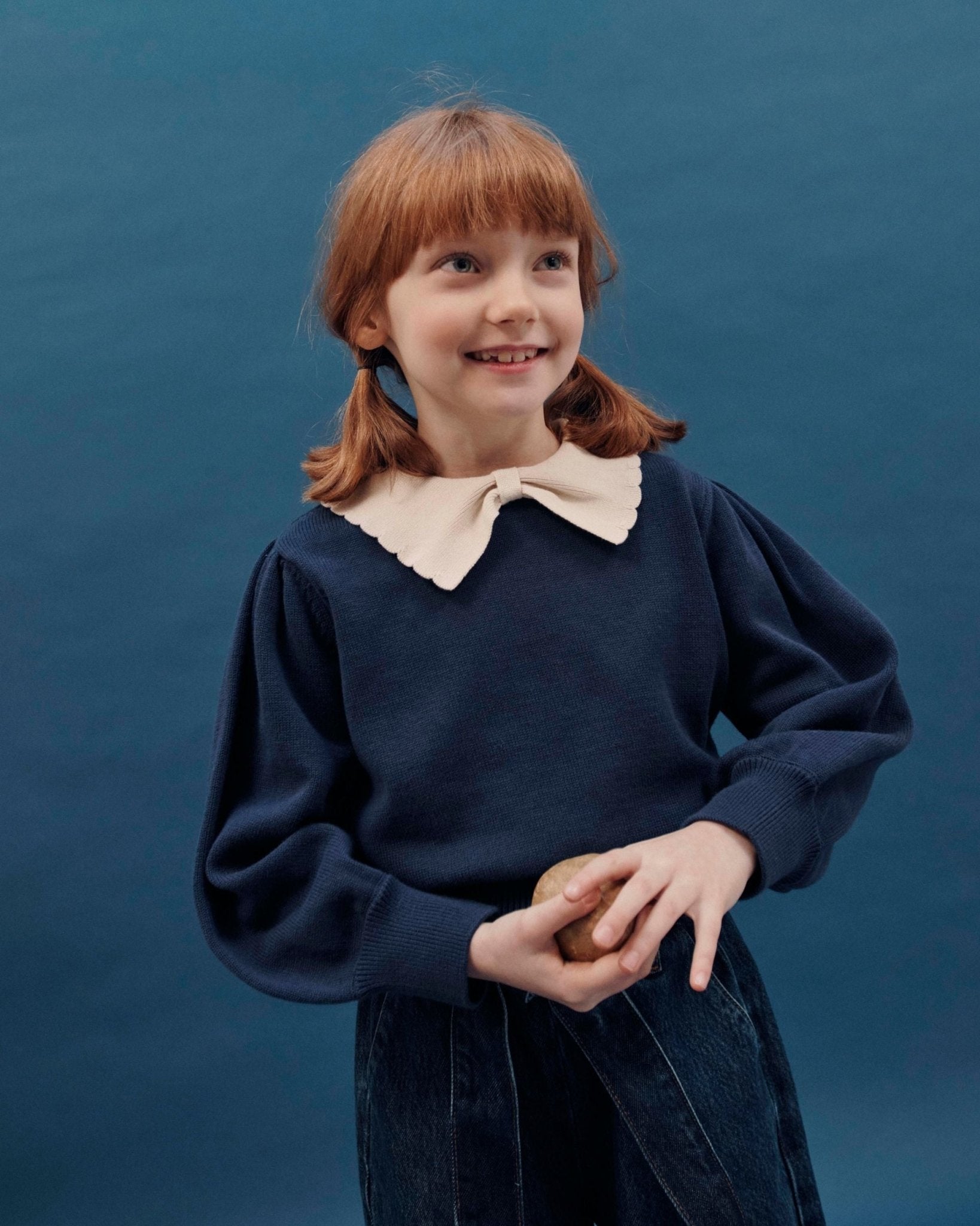 Emile et Ida Navy Pierrot Collar Sweater Emile et ida