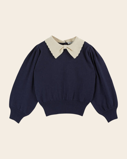 Emile et Ida Navy Pierrot Collar Sweater Emile et ida