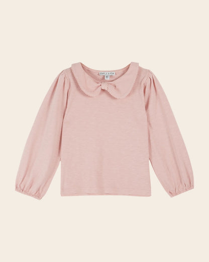 Emile et Ida peony Organic Cotton Bow - Neck T-Shirt Emile et ida