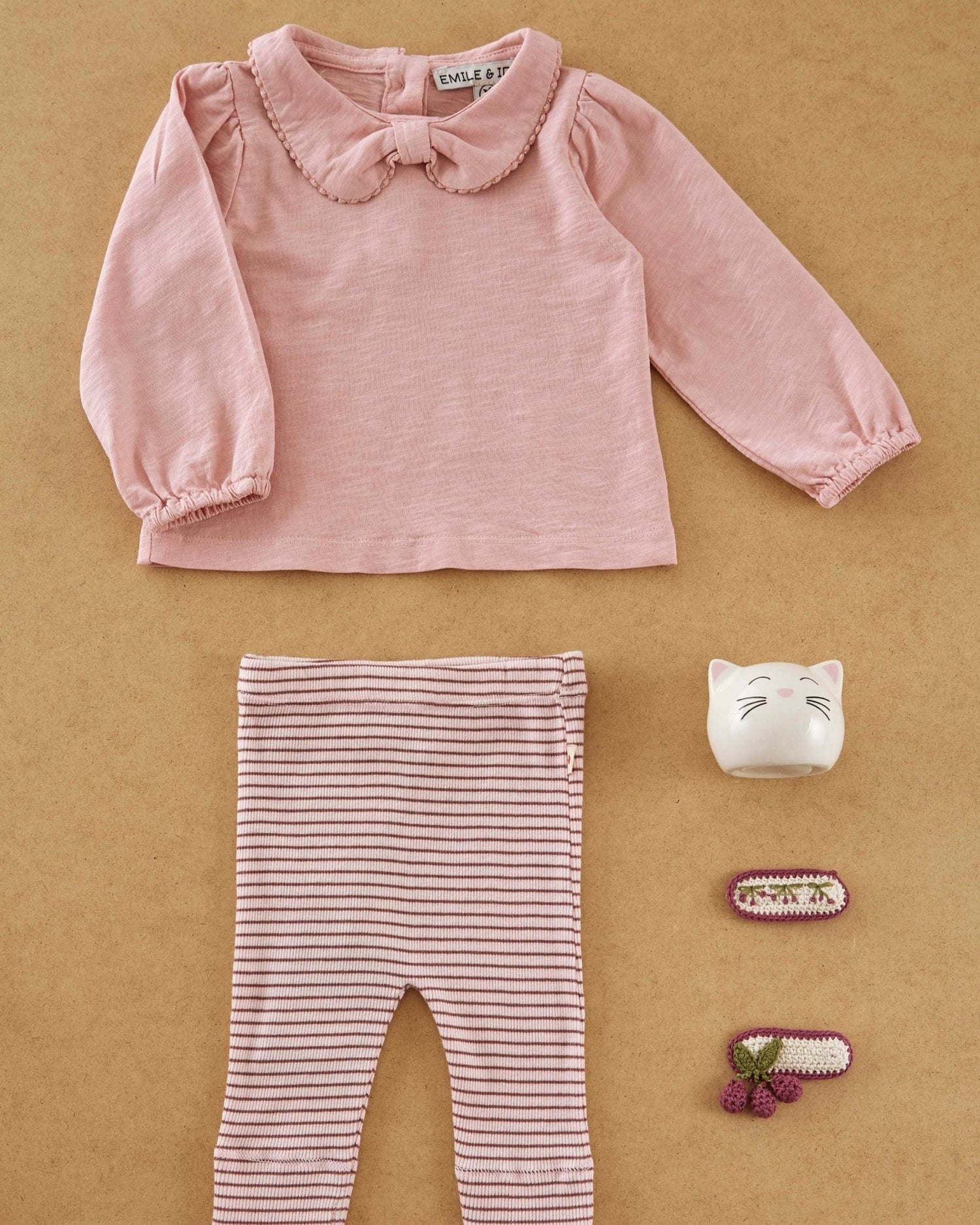 Emile et Ida peony Organic Cotton Bow - Neck T-Shirt Emile et ida