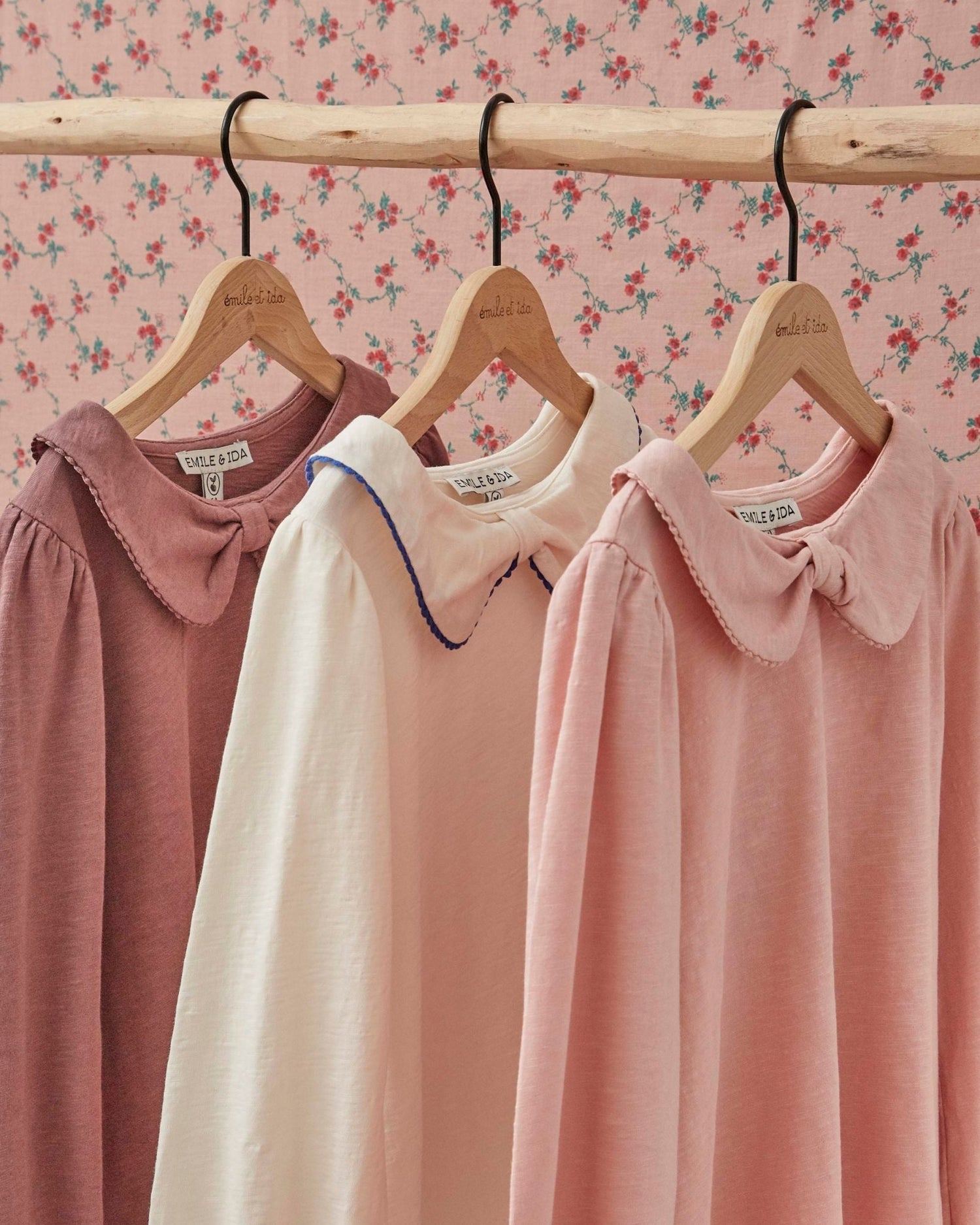 Emile et Ida peony Organic Cotton Bow - Neck T-Shirt Emile et ida