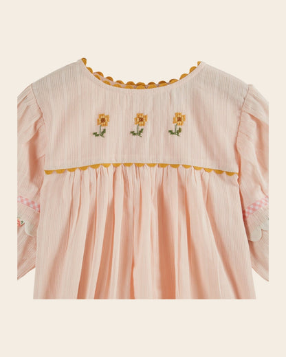 Emile et Ida Pink Embroidered Floral Blouse – Girls Cotton Top Emile et ida