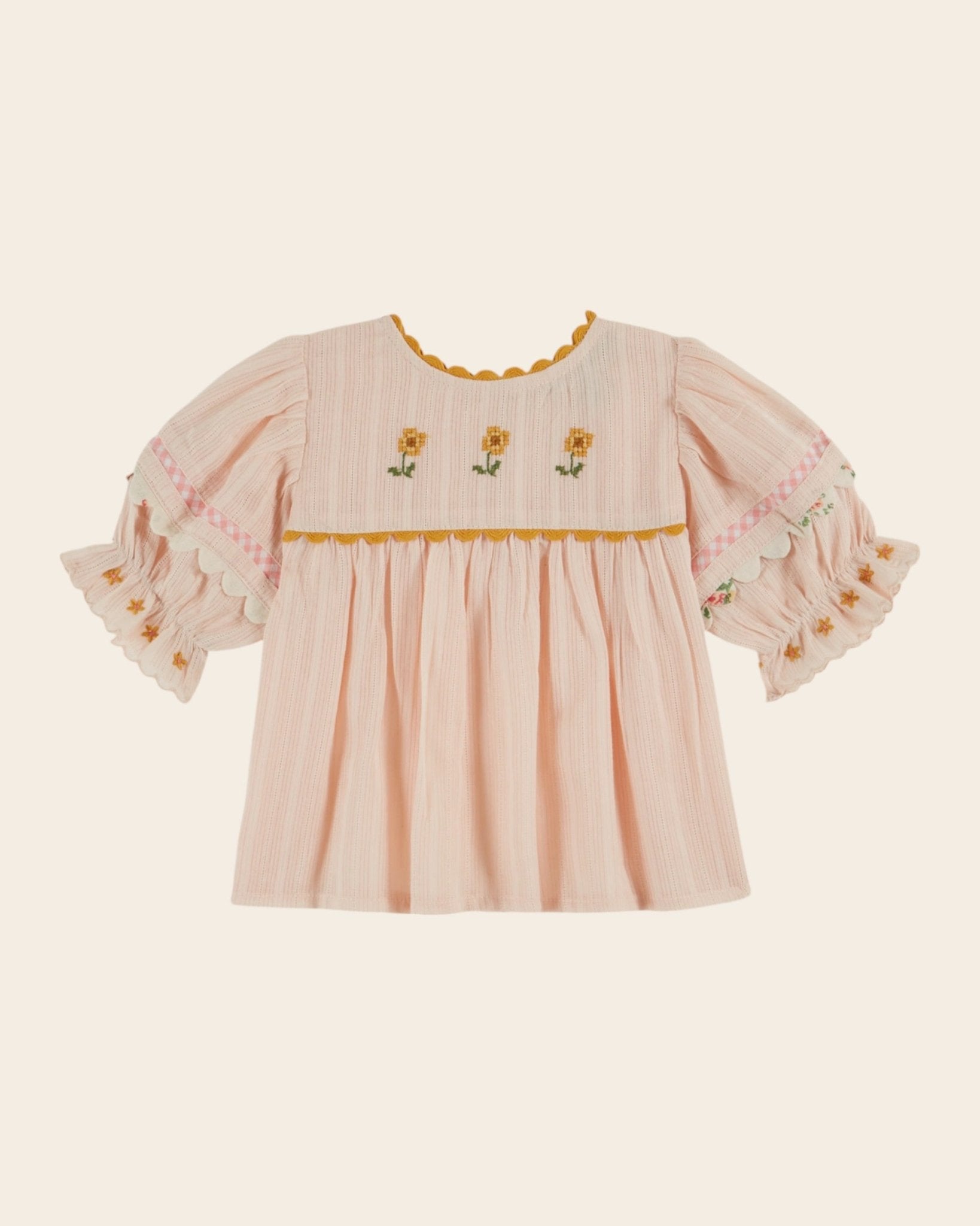 Emile et Ida Pink Embroidered Floral Blouse – Girls Cotton Top Emile et ida