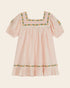 Emile et Ida Pink Floral Embroidered Dress – Cotton Girls Puff Sleeve Dress Emile et ida