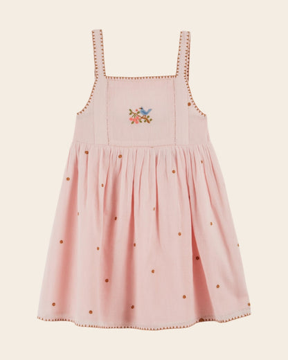 Emile et Ida Pink Floral Embroidered Gauze Dress – Cotton Girls Summer Dress Emile et ida