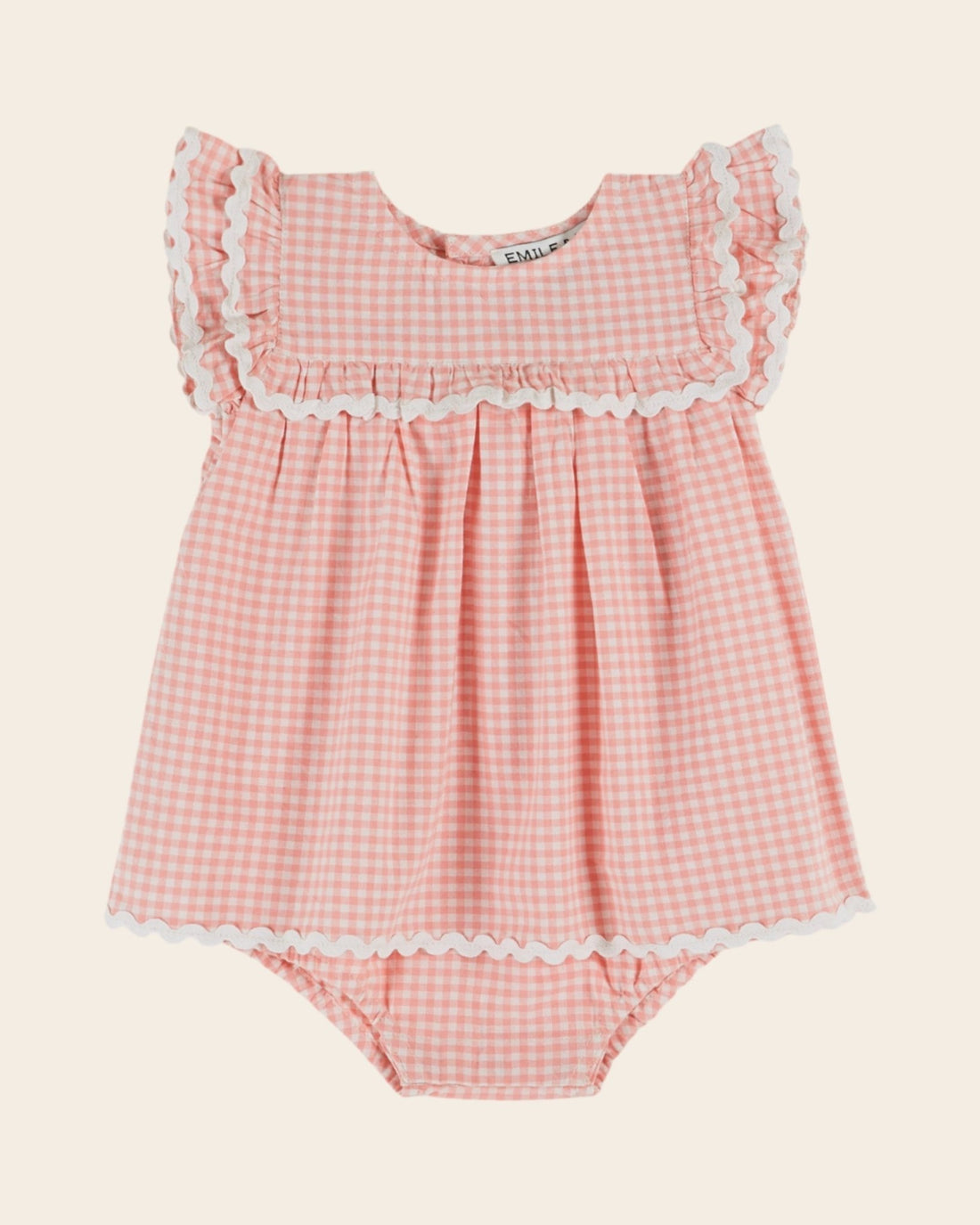 Emile et Ida Pink Gingham Baby Romper Dress Emile et ida