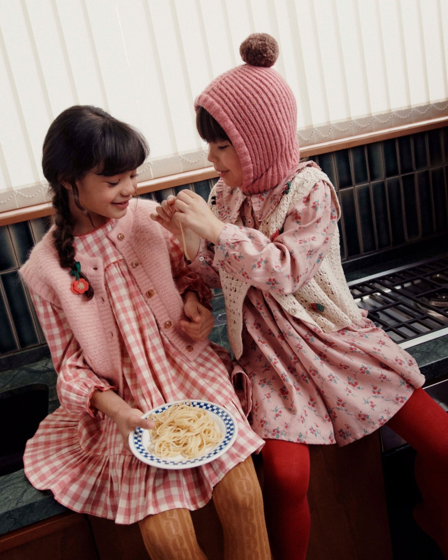 Emile et Ida Pink Gingham Gauze Dress Emile et ida