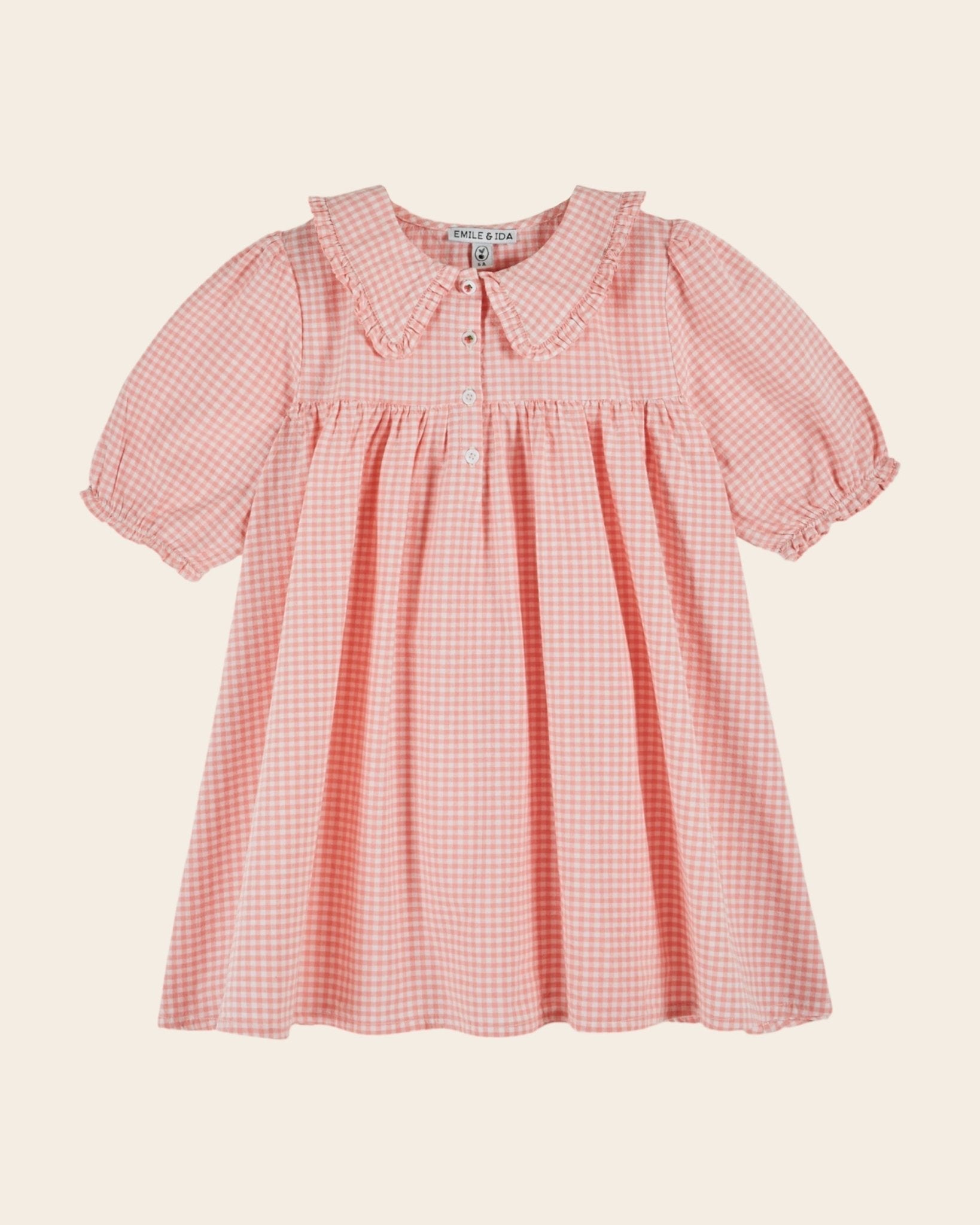 Emile et Ida Pink Gingham Girls Dress – Organic Cotton Summer Dress Emile et ida