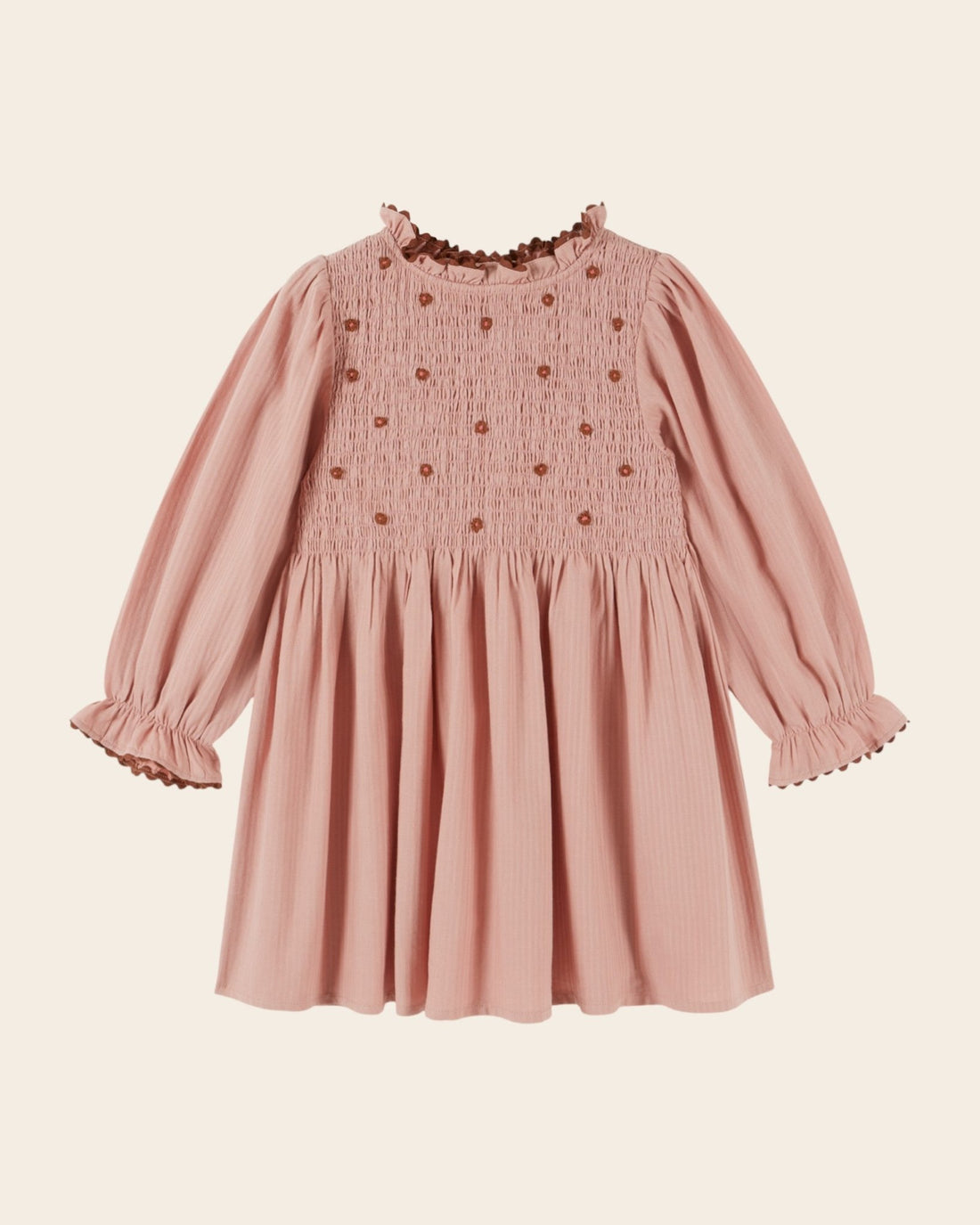 Emile et Ida Sakura Pink Embroidered Smocked Dress