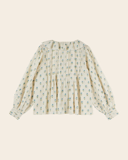 Emile et Ida Scarlet Floral Khadi Ruffle Blouse