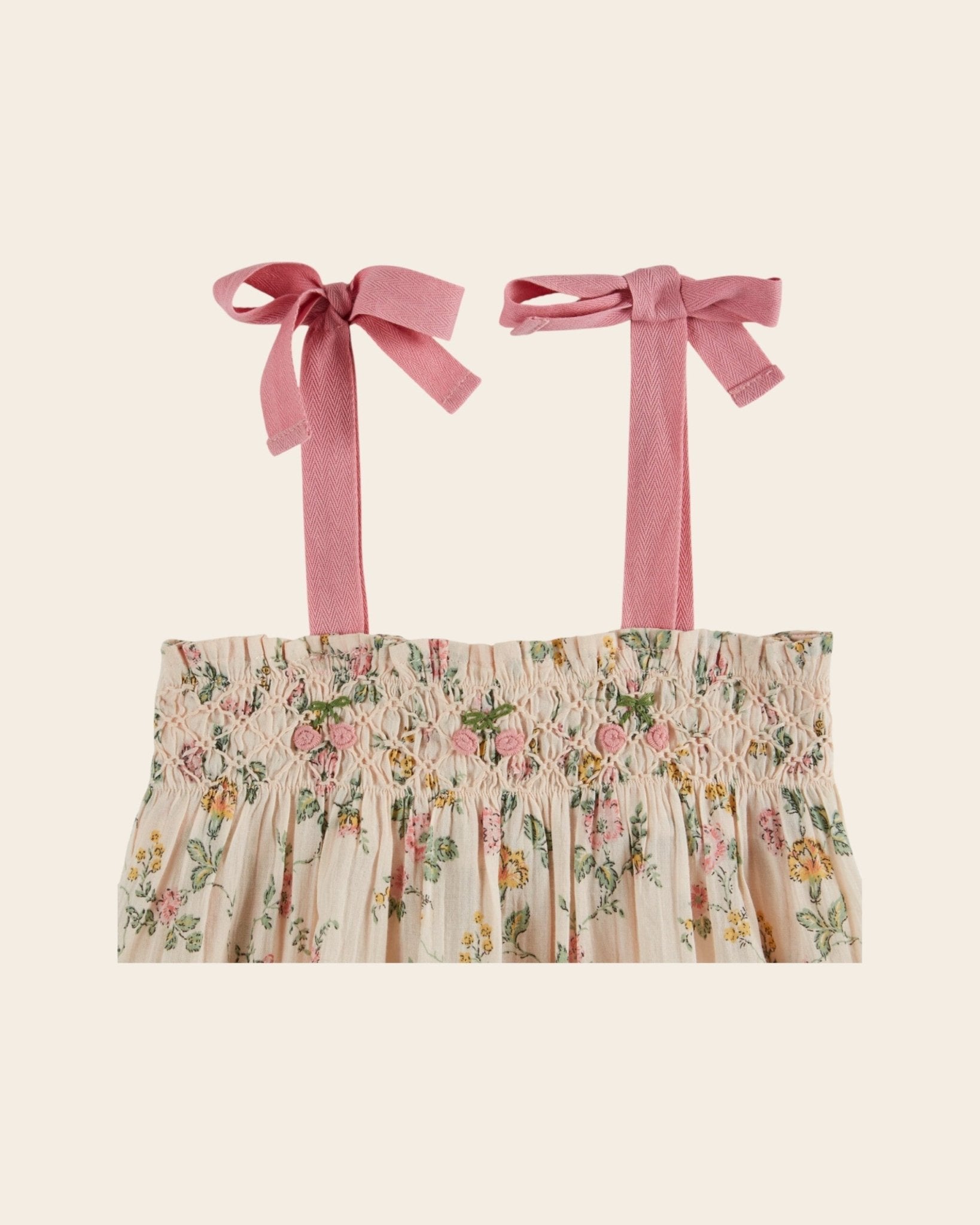 Emile et Ida Smocked Floral Girls Tank Top – Rosier Print Emile et ida