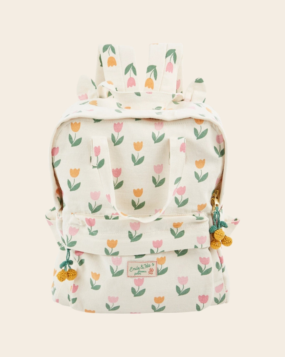 Emile et Ida Tulip Print Backpack – Girls Floral Cotton Backpack Emile et ida