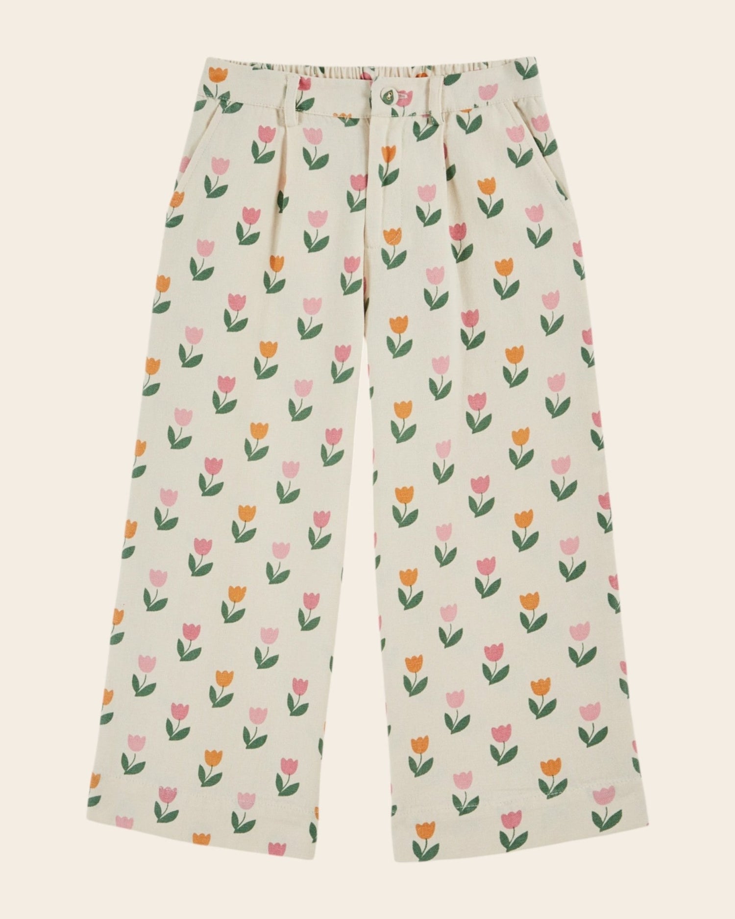 Emile et Ida Tulip Print Wide Leg Pants – Girls Cotton Trousers Emile et ida