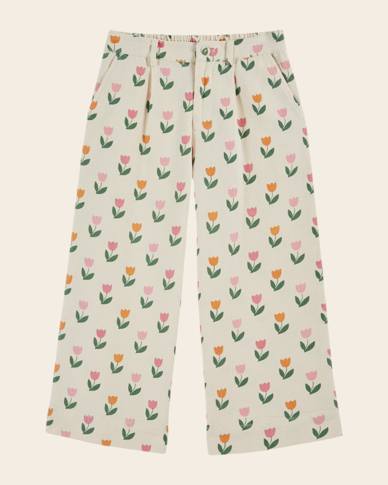 Emile et Ida Tulip Print Wide Leg Pants – Girls Cotton Trousers Emile et ida