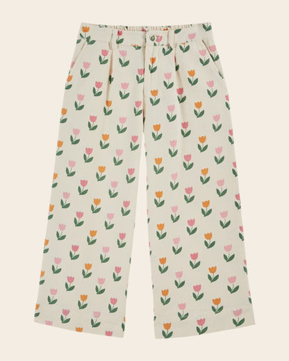 Emile et Ida Tulip Print Wide Leg Pants – Girls Cotton Trousers Emile et ida
