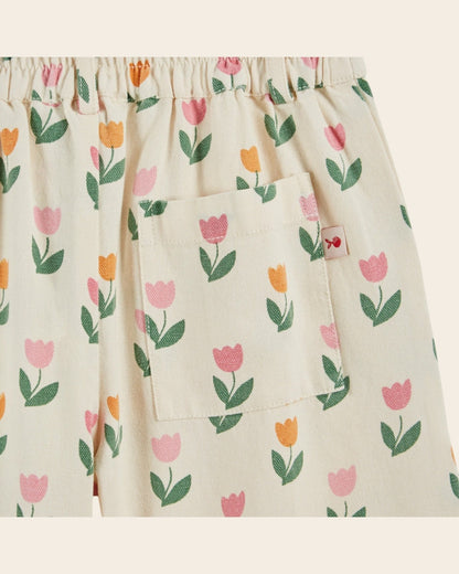 Emile et Ida Tulip Print Wide Leg Pants – Girls Cotton Trousers Emile et ida