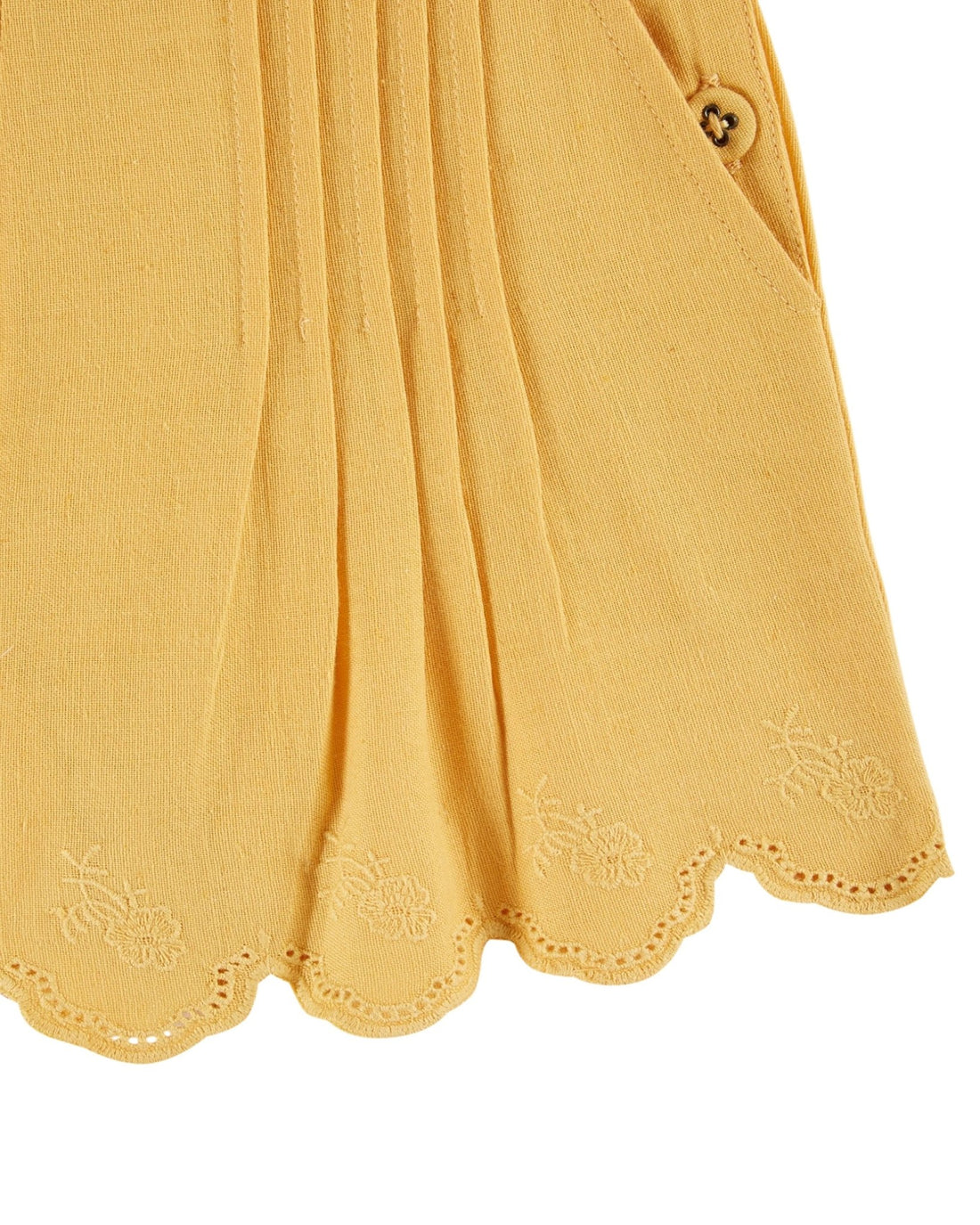 Emile et Ida Yellow Sunflower Embroidered Girls Shorts Emile et ida