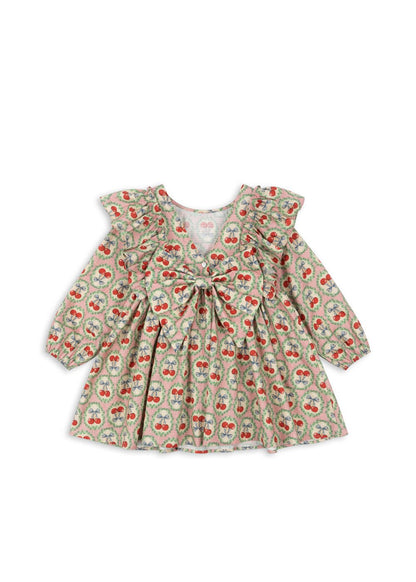 EVIA LS BOW DRESS GOTS - cherry bow Konges Sløjd - enjoykidsus