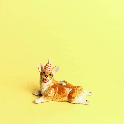 Camp Hollow Corgi Birthday Candle Holder | Porcelain Cake Topper