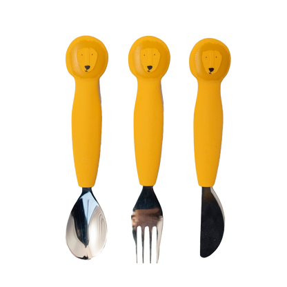 Trixie Baby - Trixie Silicone Cutlery Set, 3-Pack | Baby Toddler Utensils: Mrs. Cat