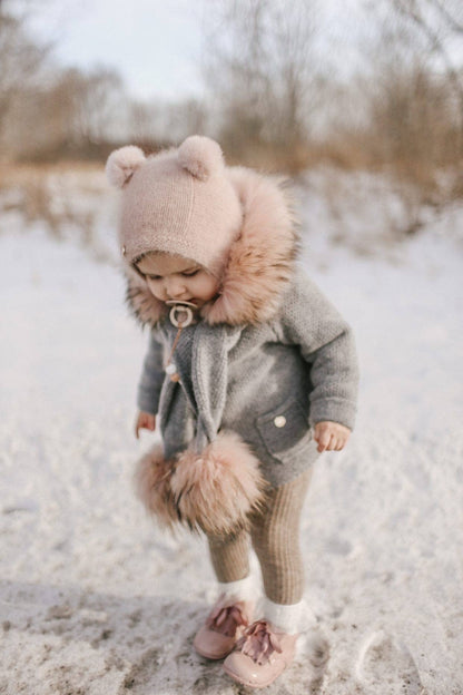 Petite Maison Kids - Dusty Pink Cashmere Teddy Hat: Small (0-12 M)