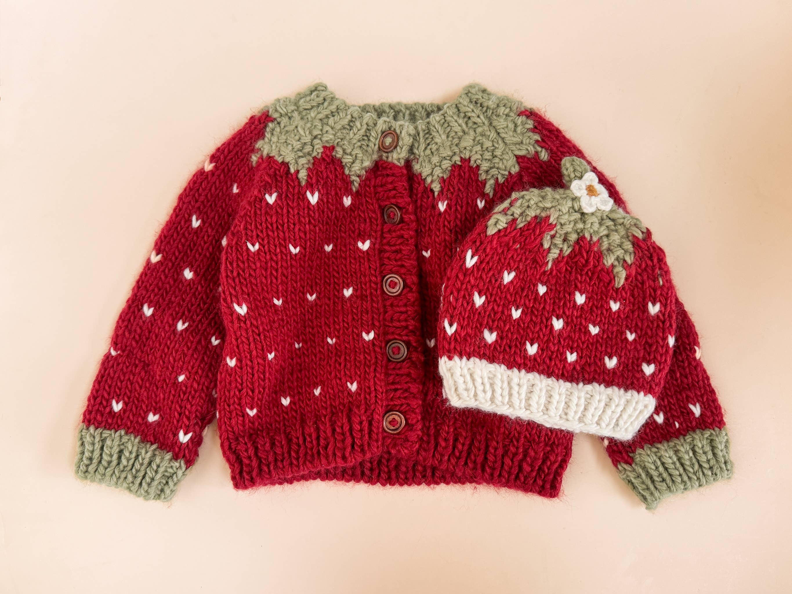The Blueberry Hill - Strawberry Cardigan Baby Kid Winter Spring Easter Gift: Red / S 12-24m