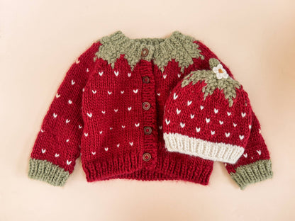 The Blueberry Hill - Strawberry Cardigan Baby Kid Winter Spring Easter Gift: Red / S 12-24m