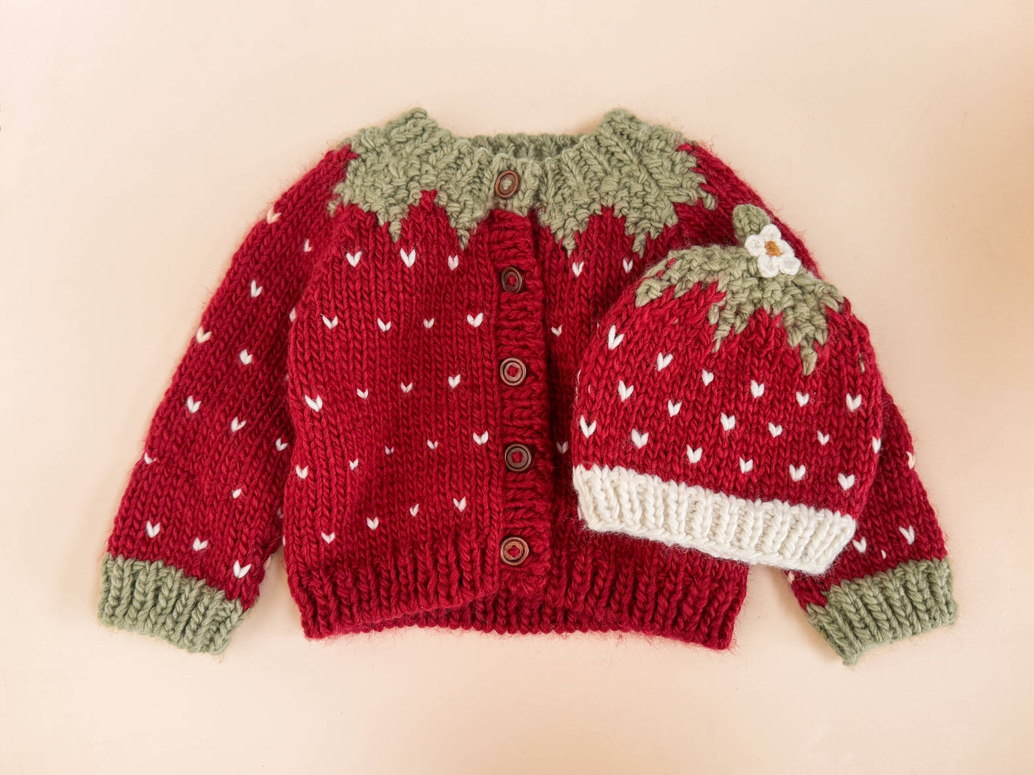 The Blueberry Hill - Strawberry Cardigan Baby Kid Winter Spring Easter Gift: Red / L 3-4y